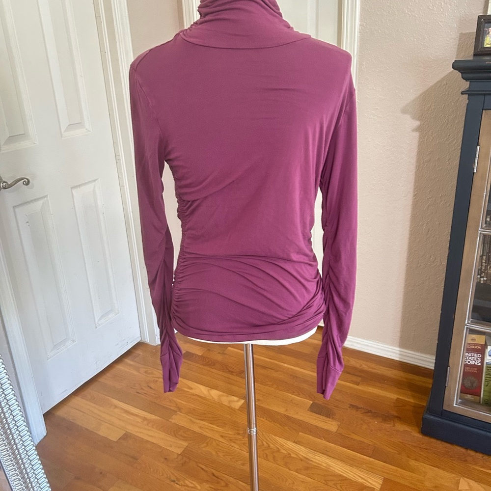 Soft Surroundings Plum Ruched Turtleneck Top | Size S - Picture 6 of 12